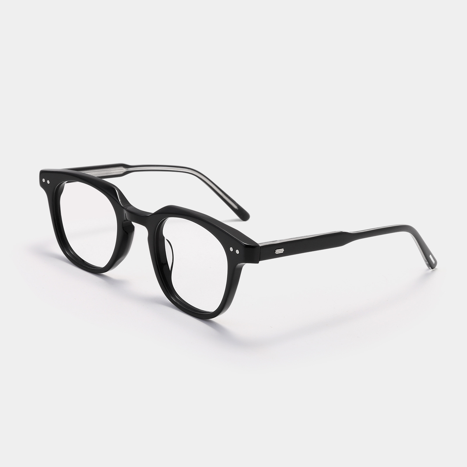 Gm Acetate Square Glasses Black Frame Slimming Bare Face Style_voghion.com