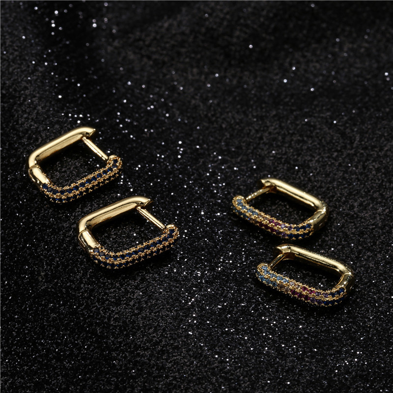 Fashion Simple Copper Micro-inlaid Zircon Geometric Earrings display picture 6