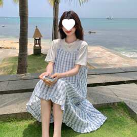 畅销款桖＋格子吊带裙两件套女2026年夏装新款女装时尚气质宽松套