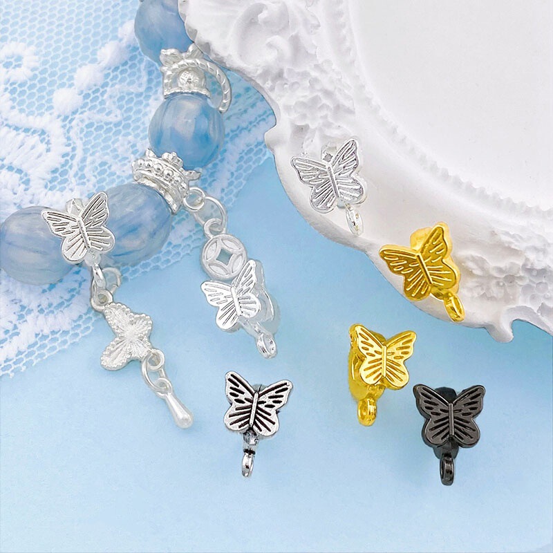 Butterfly Tee Xizang Silver Tee Ancient Silver Hanging Bracelet Alloy DIY Jewelry Accessories Vintage Pendant Connection Buckle