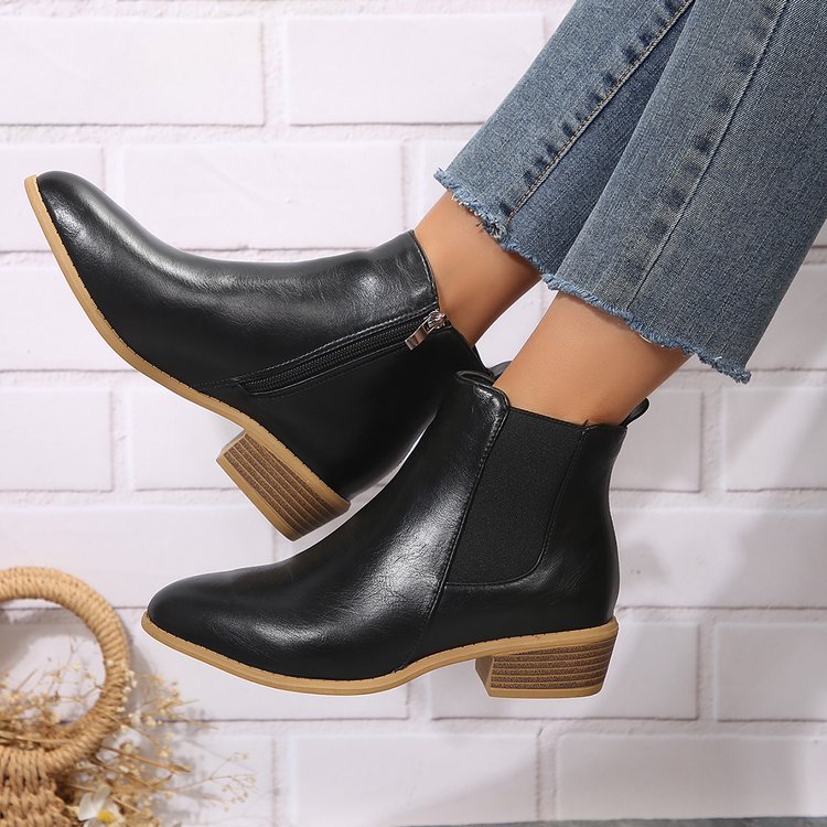 Fall and winter new side zipper casual short boots_voghion.com