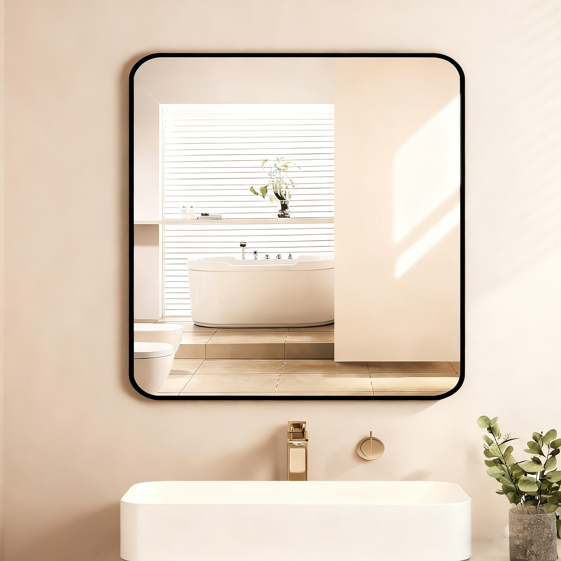 Mirror Bathroom Bathroom Mirror Toilet Toilet Wall-Mounted Self-Adhesive Punch-Free Dressing Mirror High-Definition Glass Mirror