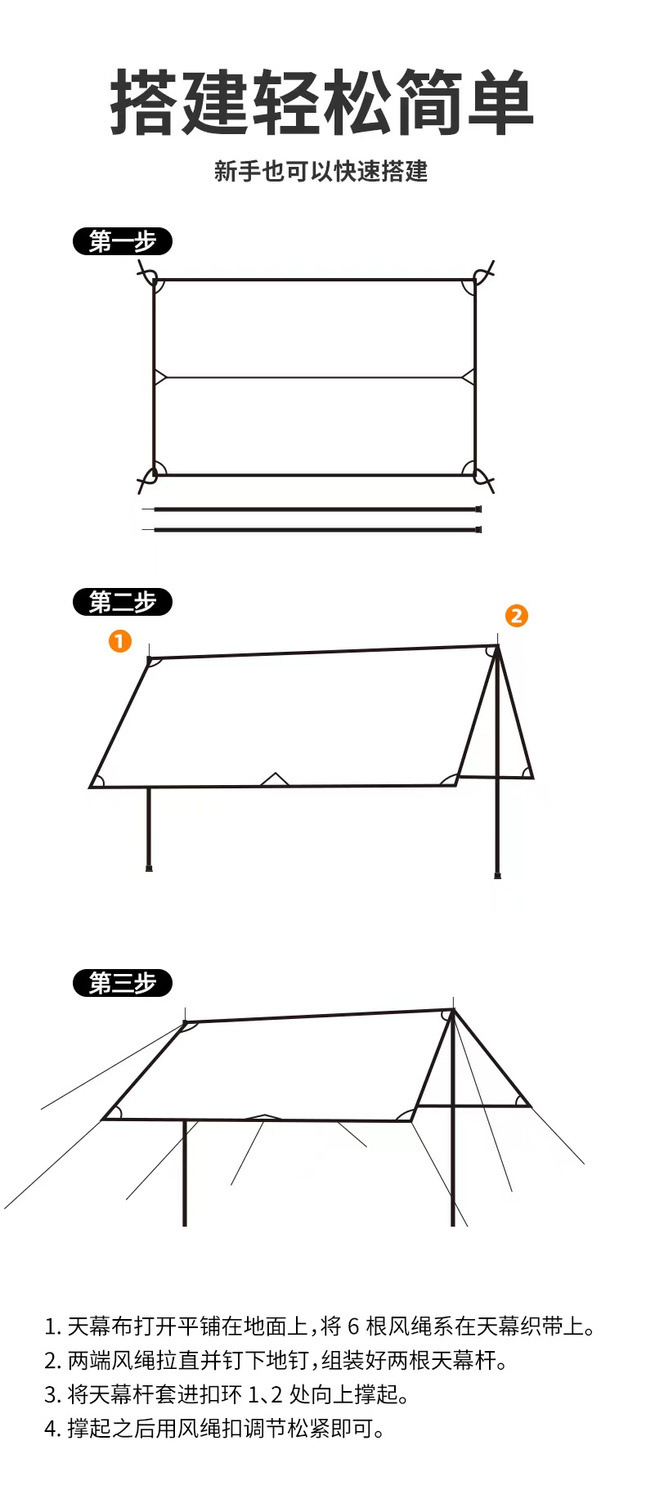 Outdoor Butterfly Canopy Thickened Awning Waterproof Sun Protection Rainproof Uv Protection Portable Camping