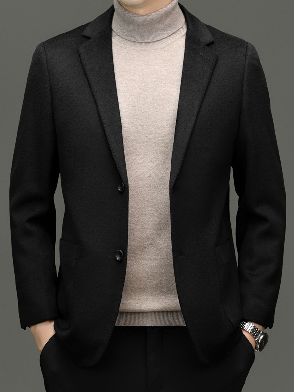 Fashionable woolen solid color demi-season classic suit jacket for…