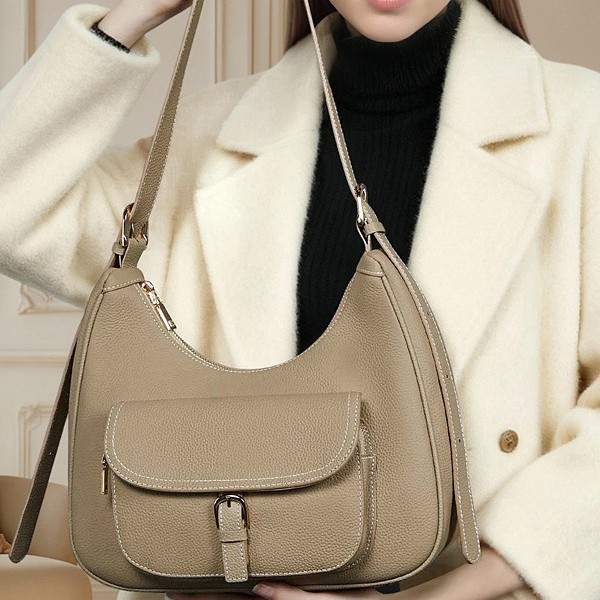 大容量百搭单肩斜挎女包真皮质感腋下托特包通勤女包2025新款包包