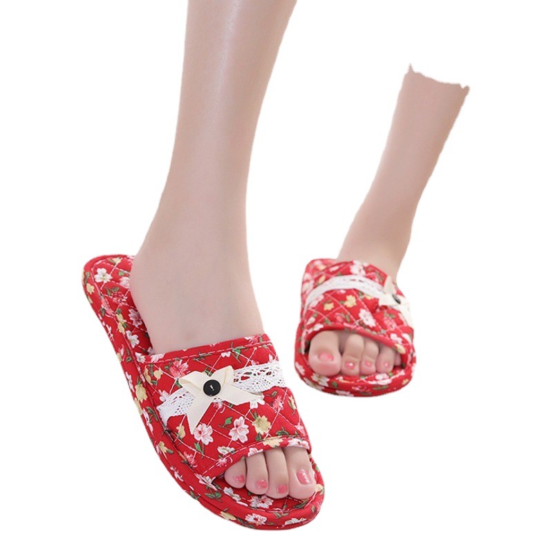 Cross-Border Two-Layer Cloth-Soled Wooden Floor Slippers Soft-Soled Couple Slippers Home Women's Summer Indoor Autumn and Winter Silent Home Shoes