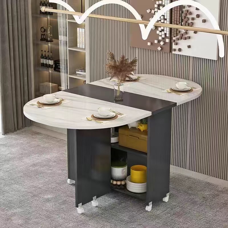 타원형(검은색 캐비닛 + 인조 흰색 대리석 패턴)