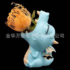 跨境萌系幼龙造型创意花盆 软萌奇幻风绿植种植容器