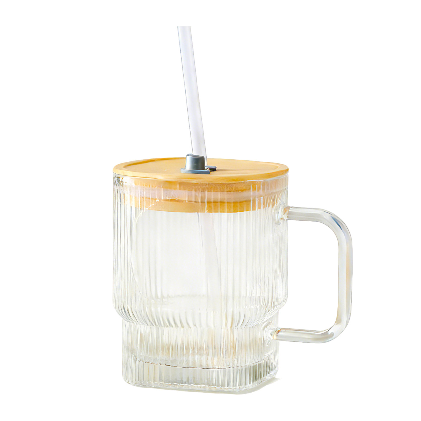 Nuevo tipo de taza de agua antideslizante vertical, vidrio transparente en relieve, taza de agua doble, taza de agua a prueba de fugas de sellado de viento