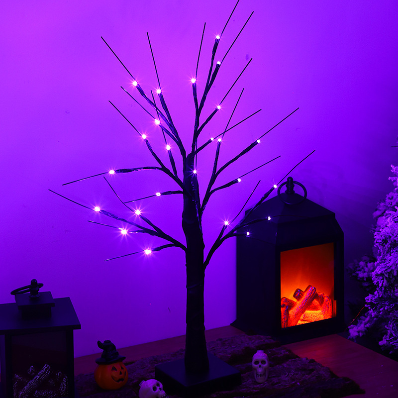 LED Halloween simulation purple birch tree lamp Thanksgiving decoration room ghost festival arrangement decoration lamp