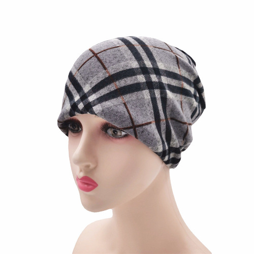Cross-border turban cap and scarf dual-purpose elastic street trend casual fashion pullover hat Tianzi pattern pattern headscarf