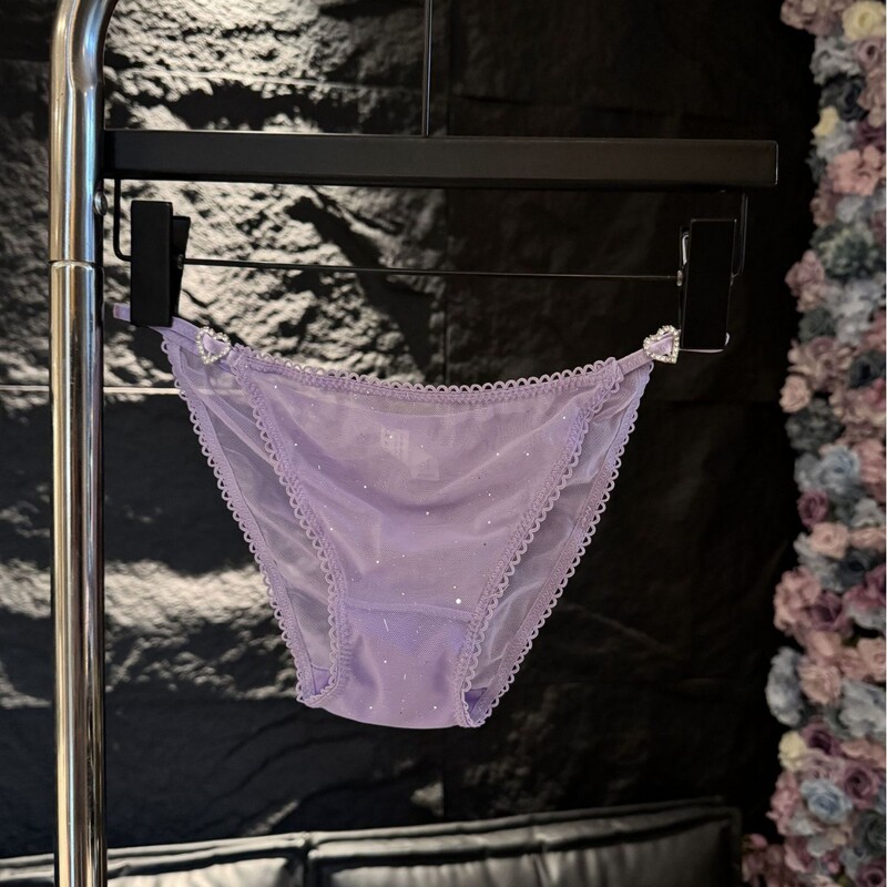 Purple very charming original heart rhinestone jewelry with mesh underwear women's hip bag