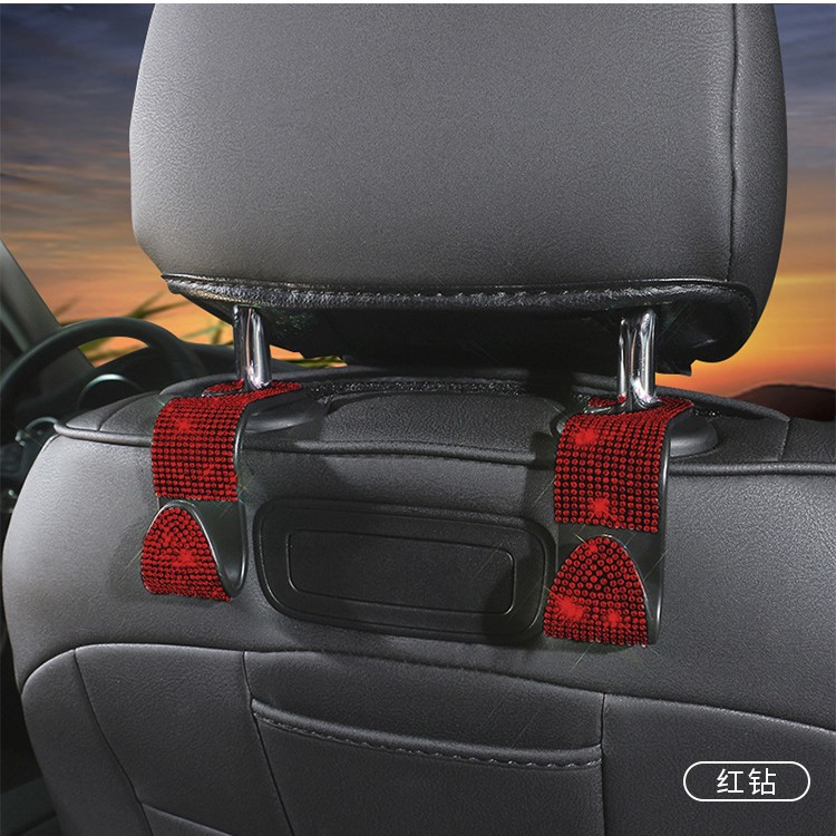 Suministros de coche gancho asiento trasero reposacabezas oculto creativo diamante-incrustado coche asiento trasero gancho multifuncional
