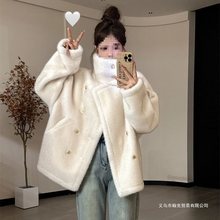 2023冬新款水貂绒外套女立领加厚皮毛一体中长款毛毛皮草大衣