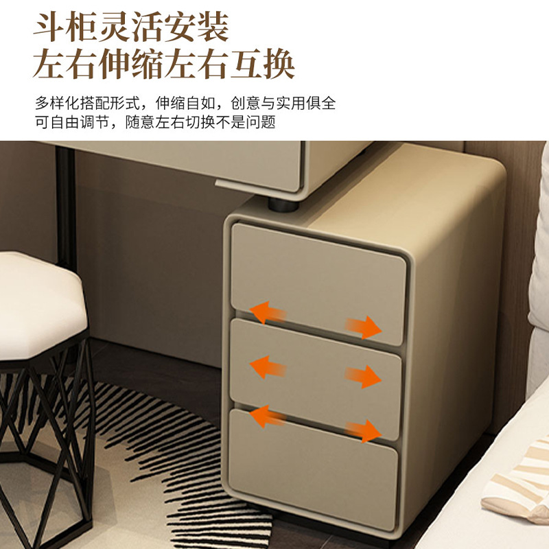 Tocador para el hogar Mesa de pizarra de roca simple con cajones Mesa de tocador de gran capacidad Mueble de almacenamiento junto a la cama Mesa de maquillaje integrada