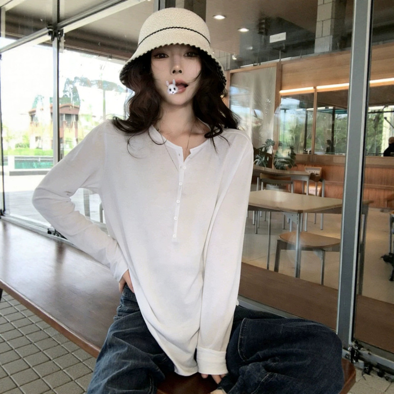 Korean-Style Relaxed Sun-Protective Long-Sleeve T-Shirt for Women, 2026 Spring/Summer, Lightweight and Loose Air-Conditioning Shirt for Outerwear Korean-Style Relaxed Sun-Protective Long-Sleeve T-Shirt for Women, 2026 Spring/Summer, Lightweight and Loose Air-Conditioning Shirt for Outerwear