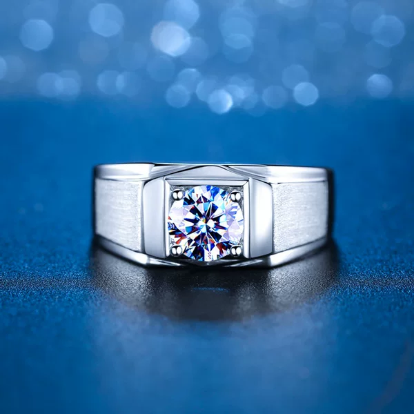 D color moissanite men's sterling silver 1 karat personality domineering men's brushed frosted ring Fashion Fashion Factory Direct