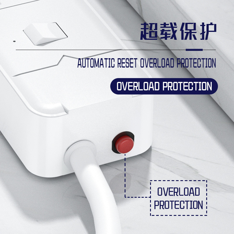 Conector doméstico multifuncional de protección contra sobrecarga para enchufe doméstico estándar europeo y estándar británico