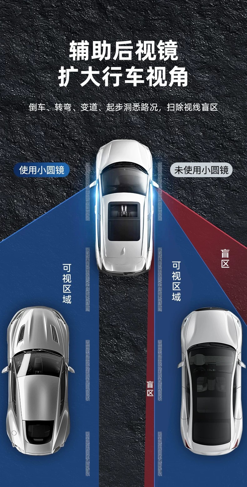 Suction cup car rearview mirror, small round mirror, adjustable blind spot mirror for reversing assistance, ultra-clear wide-angle blind spot reflector, wholesale