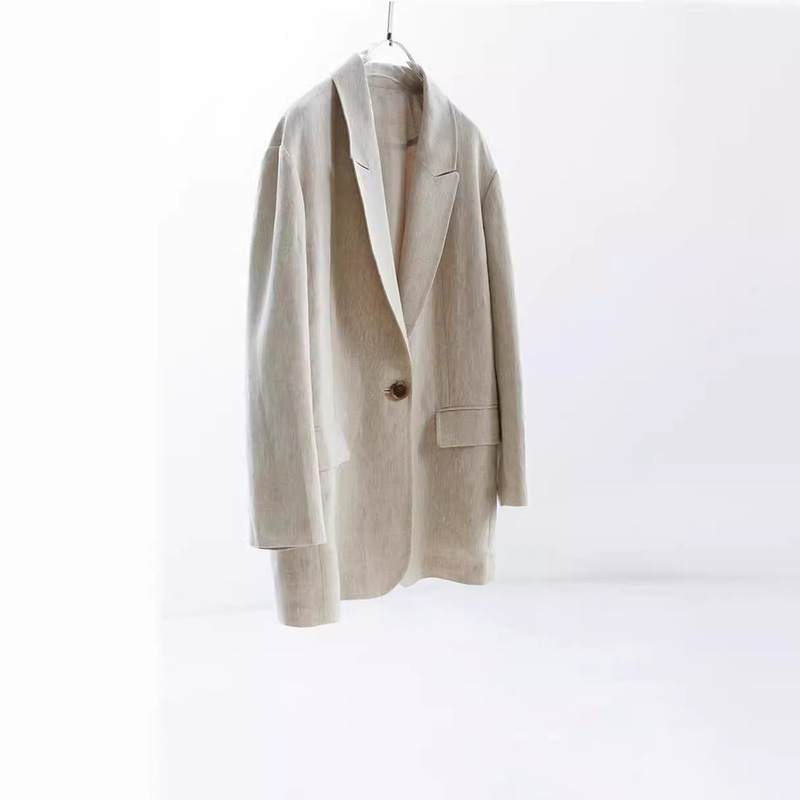 Ask Jane for new hemp suit ~ rain and dew hemp spring and autumn coat women's loose design thin casual coat women