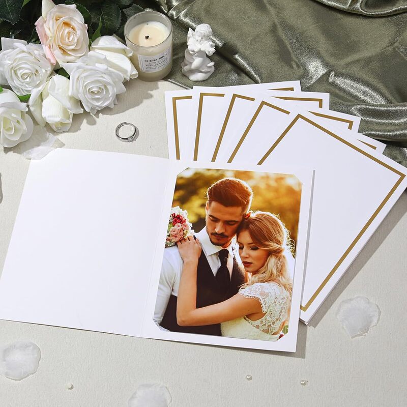 Amazon Pure British White Cardboard Photo Frame Folding Pin Paper Picture Frame Wedding Invitation Party Photo Paper Clip Frame