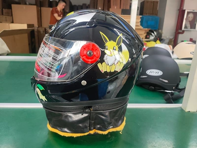 Foreign Trade Cartoon Children's Full-Face Helmet for Electric Bikes and Scooters, Universal Windproof Safety Helmet for Boys and Girls (Motorcycle Safety Supplies) - full-helmet-black