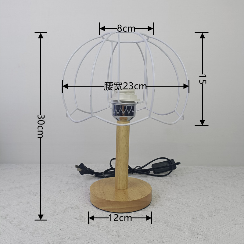 Hecho a mano DIY lámpara de mesa casera hierro estante base oro traje E27 bombilla libre abuela lana a cuadros ganchillo