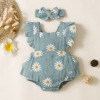 Brand autumn bodysuit for early age sleevless girl's, 2022 collection, Korean style, flowered