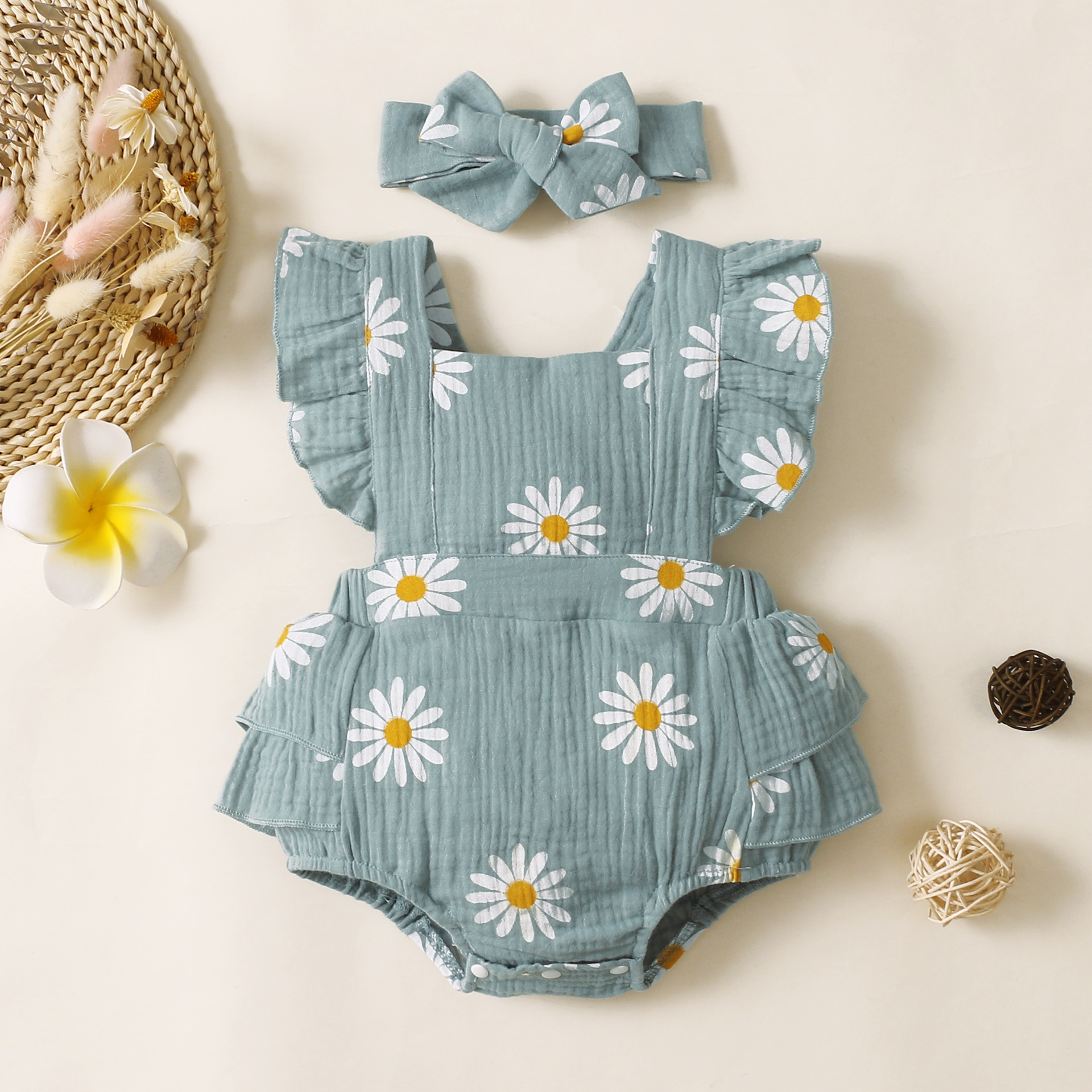Cute Daisy Bowknot Cotton Blend Girls Dresses display picture 2