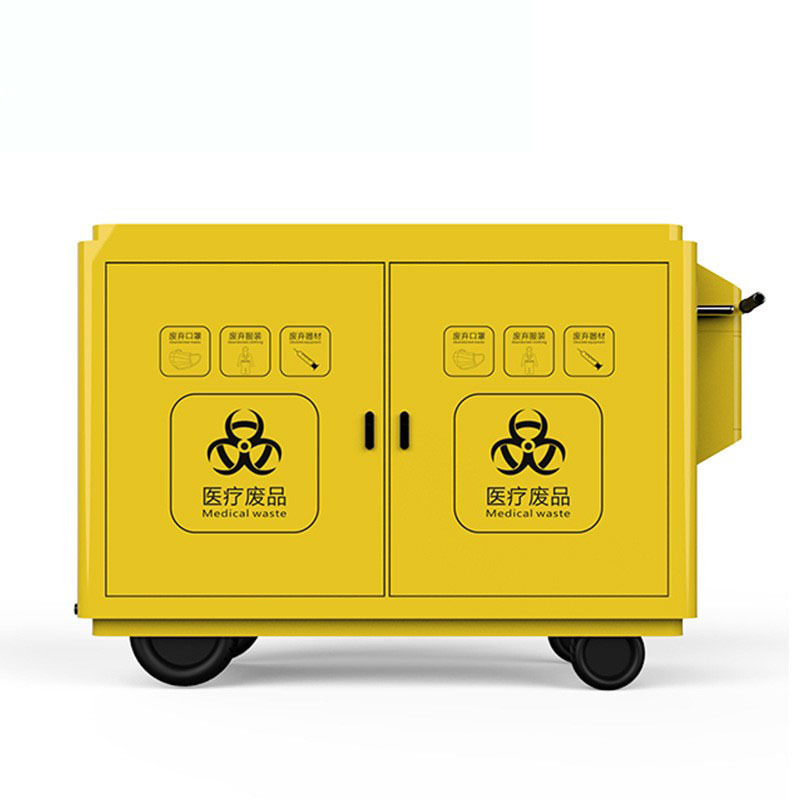 Factory production medical waste recycling transfer vehicle intelligent touch stainless steel trolley cleaning trash can processing