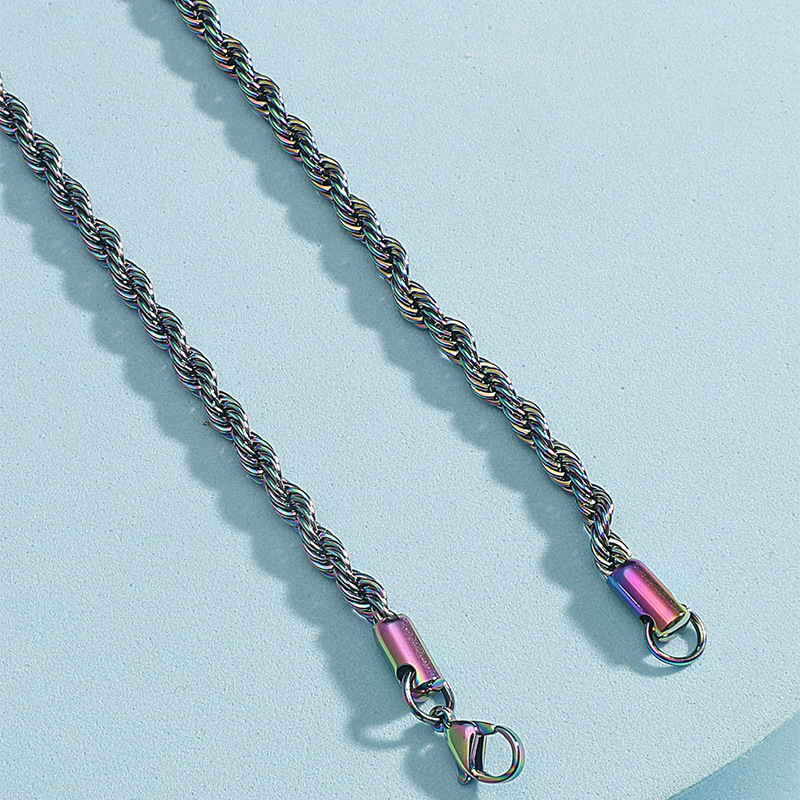 Fashion Titanium Steel Colorful Coarse Twist Chain Necklace display picture 2