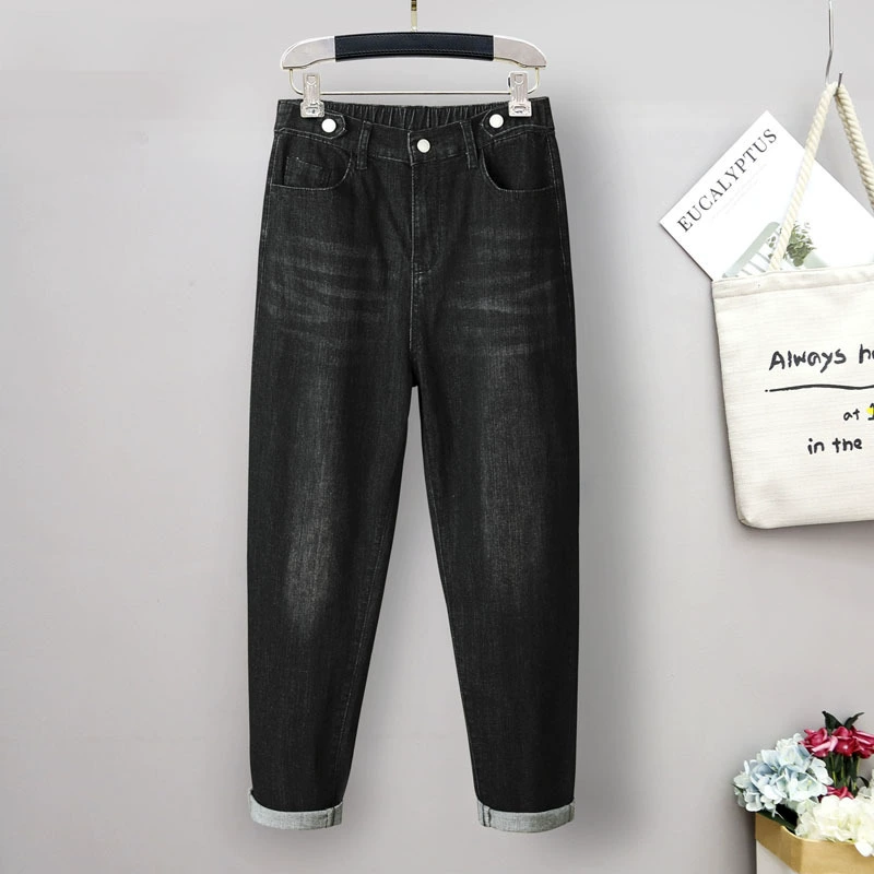 Толстая сестра джинсы больших размеров женские 230 кг эластичные брюки с высокой талией свободные тонкие брюки Harlan осень и зима сердце Новинка