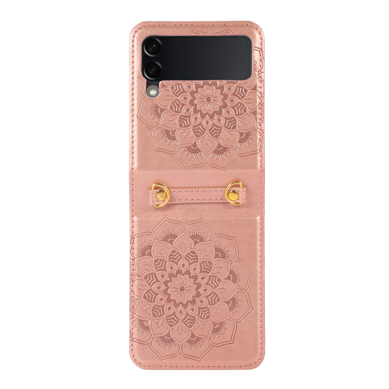 Suitable for Z Flip 6 folding screen mobile phone case Samsung Flip 4 5 mobile phone leather case crossbody embossed protective cover_voghion.com