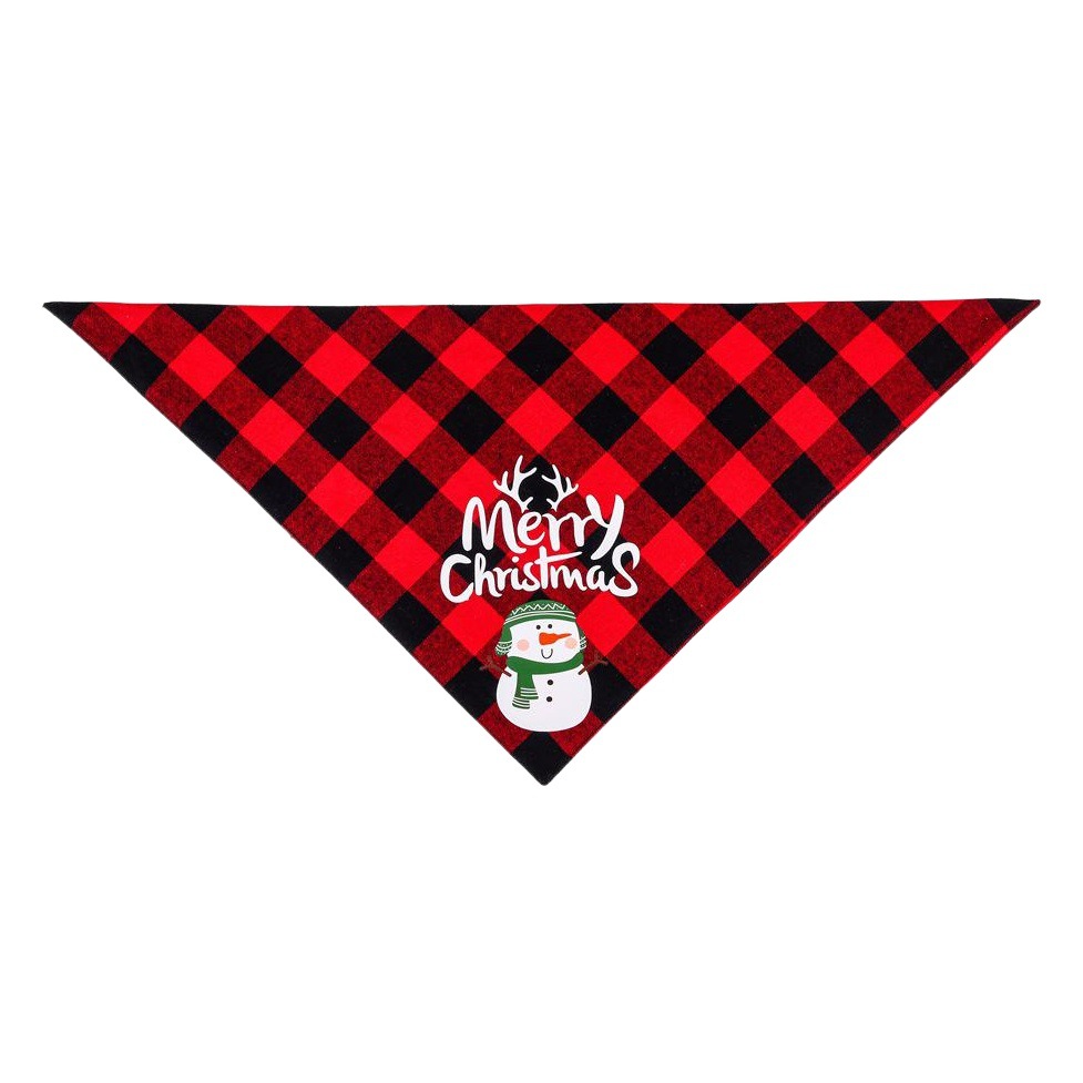 Fabricante en stock transfronterizo nuevo algodón a cuadros mascota triángulo toalla perro saliva toalla Navidad mascota saliva toalla