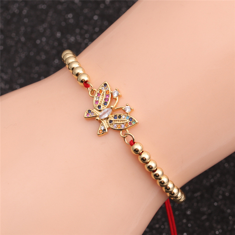 Wholesale Pulsera Ajustable De Cobre Con Cuentas De Color Mariposa De Moda Nihaojewelry display picture 5