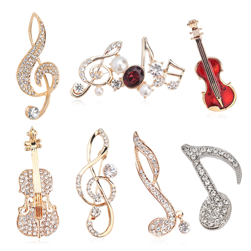 2025 New Rhinestone Brooch Music Symbol Suit Metal Accessories Retro…