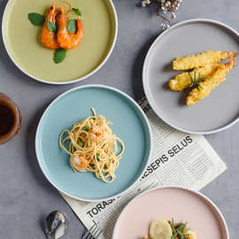 易家平板牛排盘陶瓷餐具单色釉西餐盘斯堪的纳维亚纯色家用碟沙拉