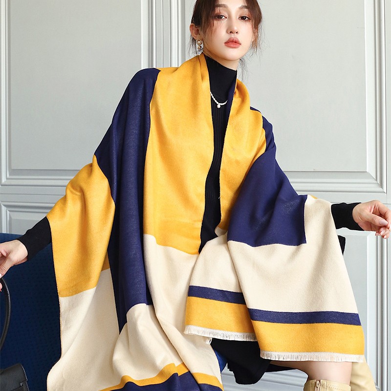 Bufanda de Cachemira Otoño e Invierno nueva bufanda cálida de las mujeres al por mayor de doble cara engrosada de aire acondicionado bufanda de medio largo