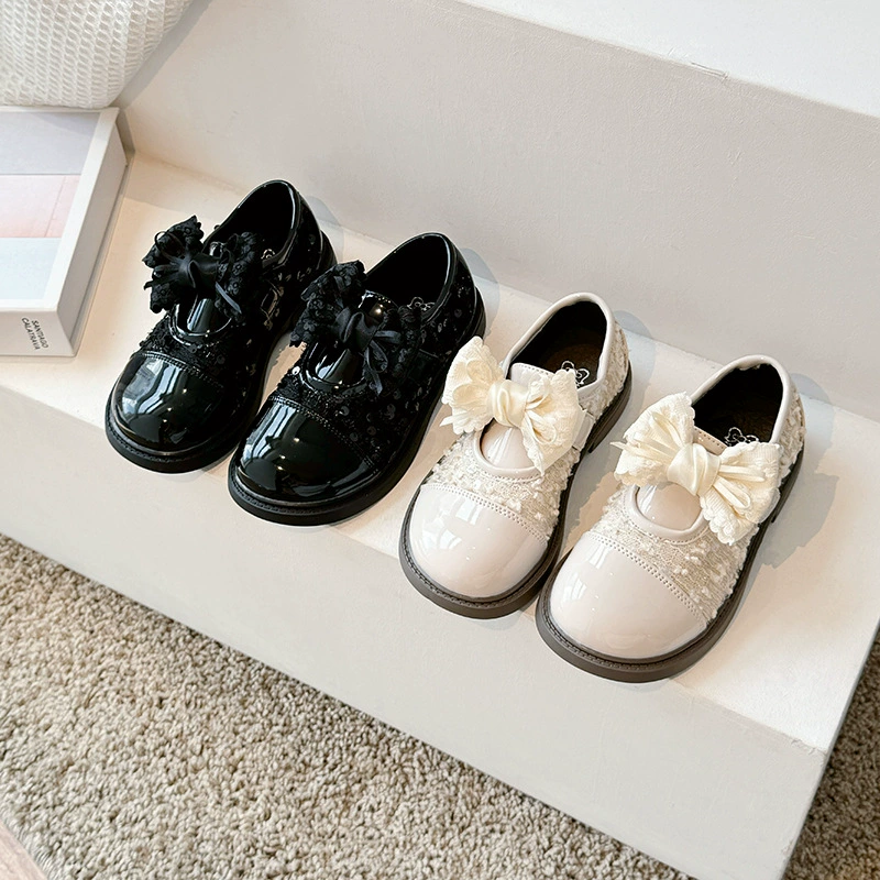 2024 осенние детские кожаные туфли с блестками