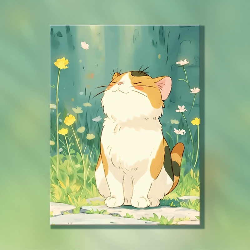✅Фуци Fat Cat Diy цифровая масляная живопись 2025 новый стиль чтобы снять стресс тело вручную рисование раскраска самостоятельно