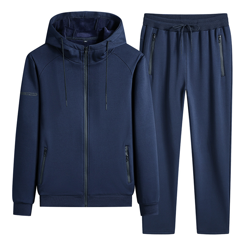 Trajes de deportes de invierno transfronterizos de algodón masculino otoño y invierno más terciopelo grueso calentamiento ocio chaqueta con capuzas grande conjunto de dos piezas image 10
