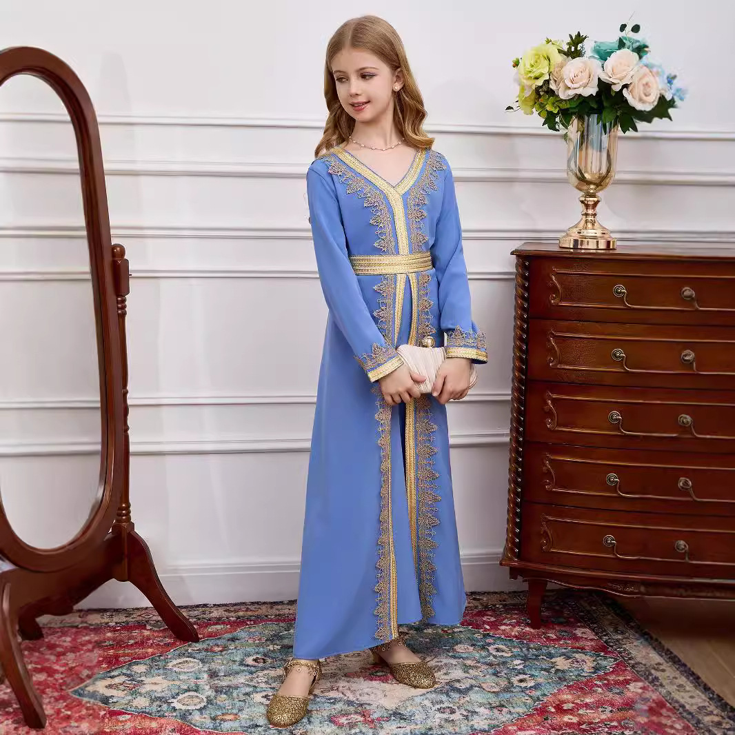 Kinder Kleidung mädchen robe gürtel kleid kinder Dubai mädchen spitze_voghion.com