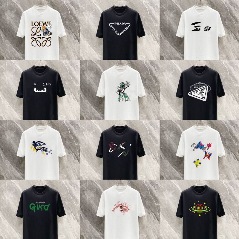 Cross-Border Foreign Trade 26 Spring/Summer New Collection of High-Quality Printed Designer Logo Unisex Casual Short-Sleeve T-Shirts