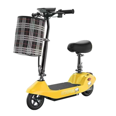 Scooter Two-Wheeled Small Battery Car | Qatlanan elektrik skuterlər - yellow-brushed-with-tianneng-battery-battery-life-is-about-50-60-miles-24v