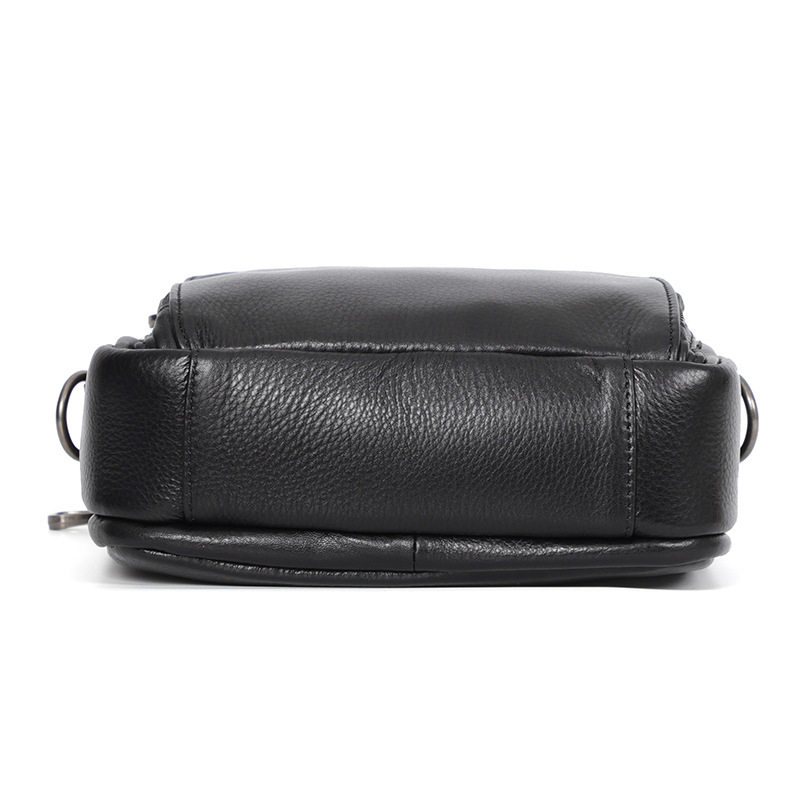 Túi đeo chéo nam da bò thật cổ điển nhiều ngăn dung tích lớn 29×11×17 cm — Màu đen chi tiết 9