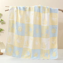 牛奶柔泡泡纱童被吸水透气干爽新生儿童浴巾初生宝宝大毛巾盖毯