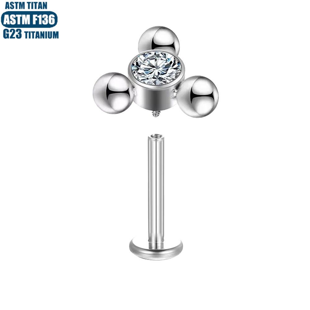 16G labret stud size and finish detail