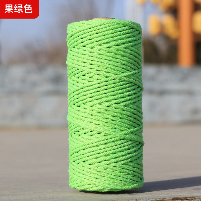 Cuerdas de algodón de color transfronterizas tejidas de algodón 2mm3mm4mm cuerdas de algodón hechas a mano cuerdas decorativas DIY cuerdas de algodón de color colgantes