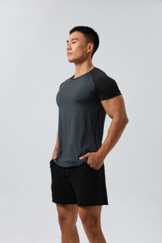 Fitness Quick-Dry Short-Sleeve Men's Super Stretch Breathable Color Short-Sleeve