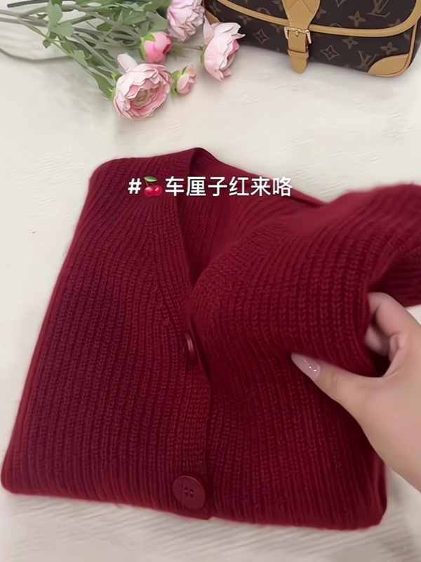 欧货重磅漂亮安哥拉红色毛衣外套女冬季感超好看针织开衫上衣|undefined